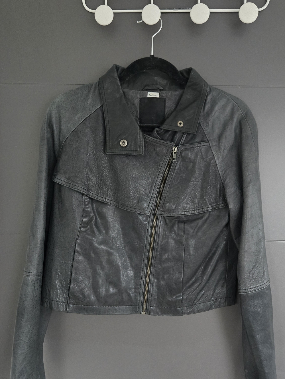 Just Female Black Asymmetrical Zip Leather Jacket Medium